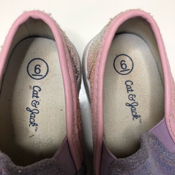 Cat & Jack Unicorn Glitter Slip On Shoes Baby Girl Pastel 6 - Picture 2 of 4